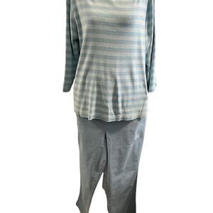 Mossimo supply co size XL light and medium blue striped 3/4 sleeve T-shirt EUC